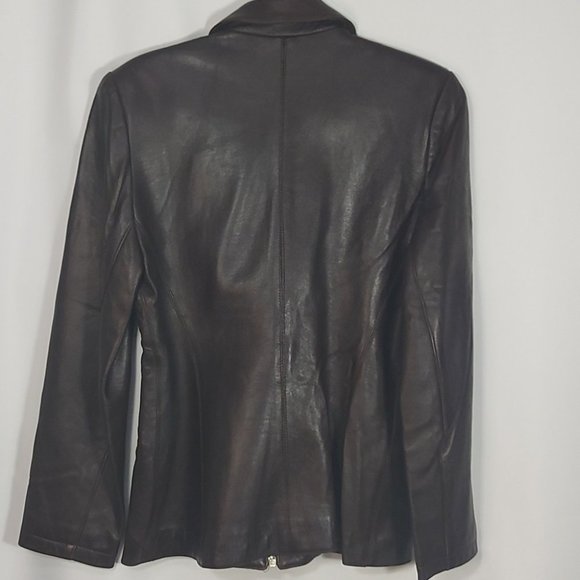 Glenview Y2K Brown Lamb's Sheep's Leather Jacket S Made In Spain - Picture 4 of 9